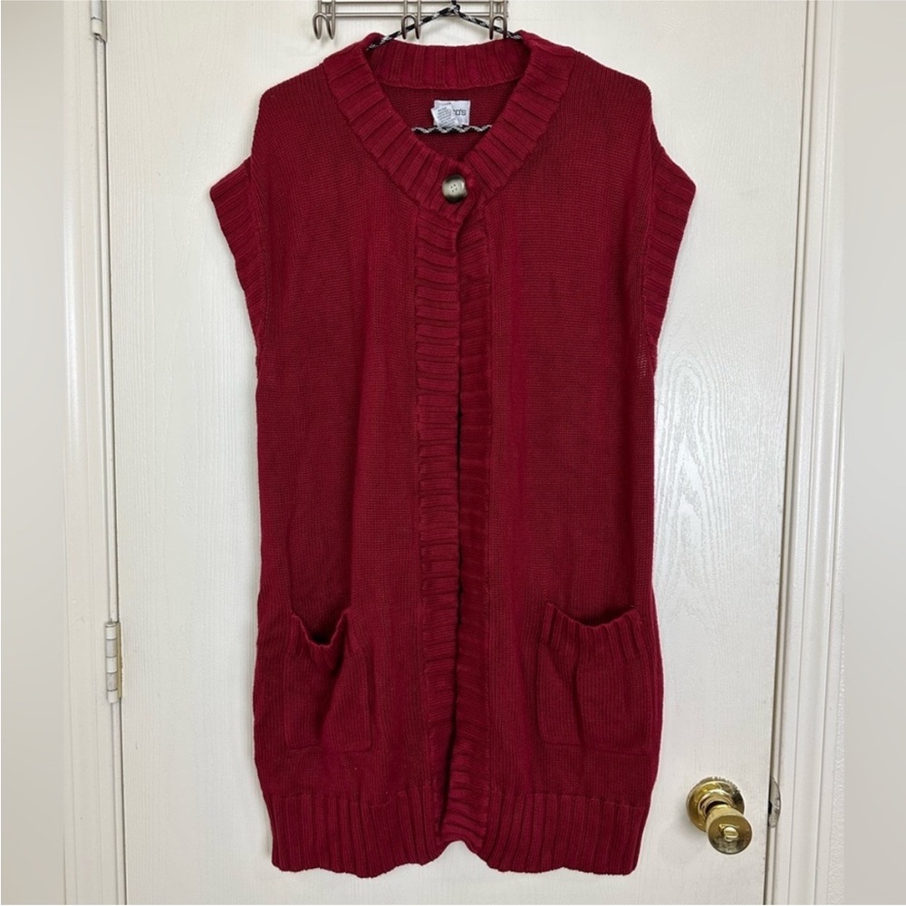 Chico's Bamboo Red Sleeveless Sweater Cardigan
Women's Size 3